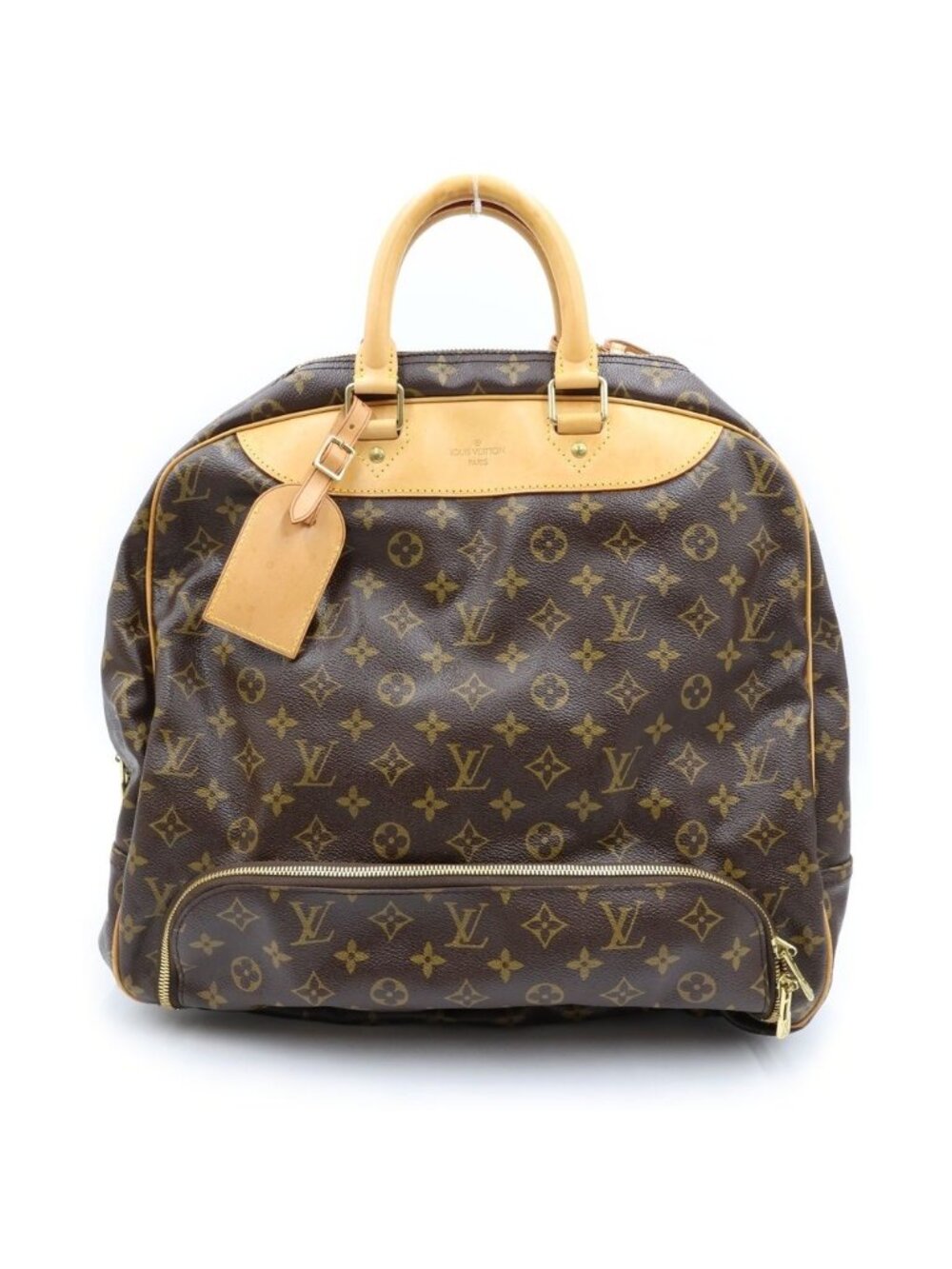 Louis Vuitton Monogram Evasion Handbag Brown Leather Gold